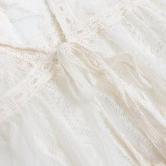 Suzy Shier White Floral Embroidered Mesh Kimono Duster Cover Up One Size - Picture 8 of 13